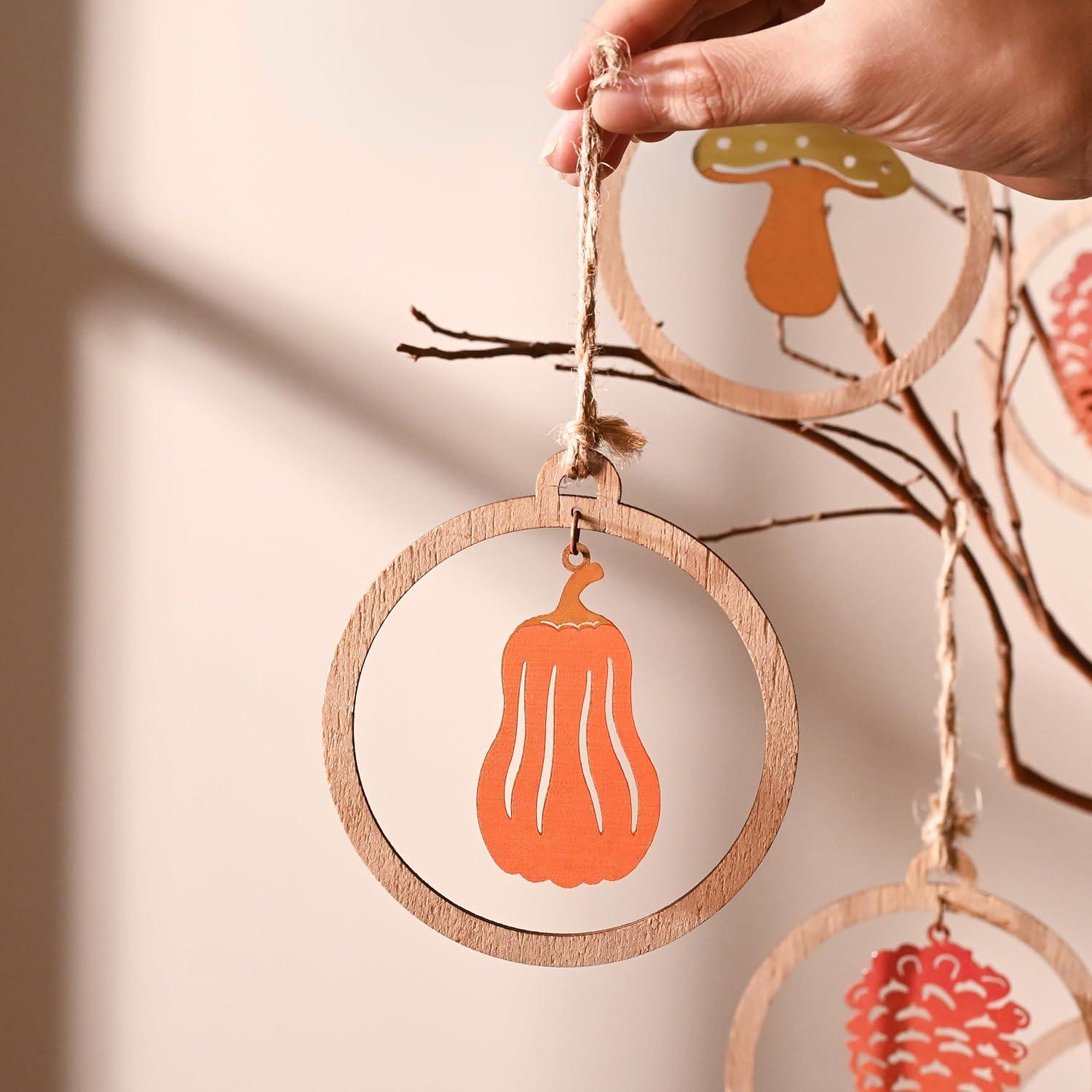 Herbstdeko Metall Holz Kürbis Pilze Fensterdeko 16er Set