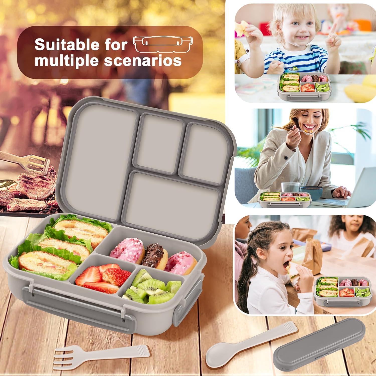 Amathley Kinder Bento Box Lunchbox 1200ml Weiß Bestecktrennung