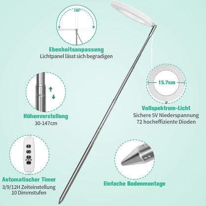 Pflanzenlampe LED Vollspektrum Grow Lampe Höhenverstellbar