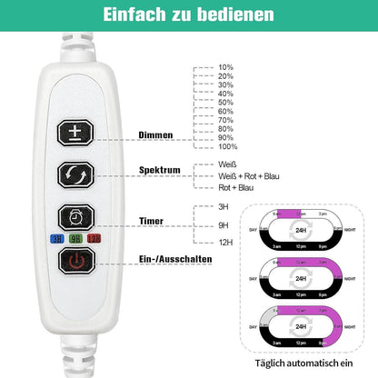 Pflanzenlampe LED Vollspektrum Grow Lampe Höhenverstellbar