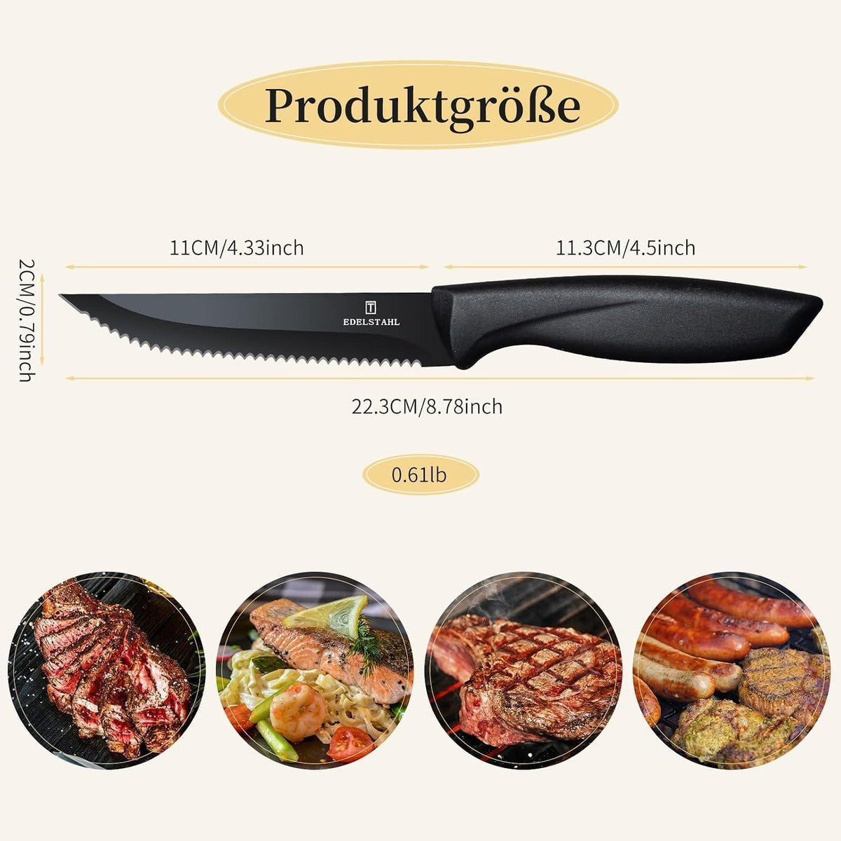 6-teiliges Steakmesserset mit Wellenschliff – Scharfes Profi Besteck