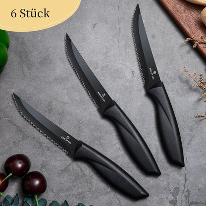 6-teiliges Steakmesserset mit Wellenschliff – Scharfes Profi Besteck