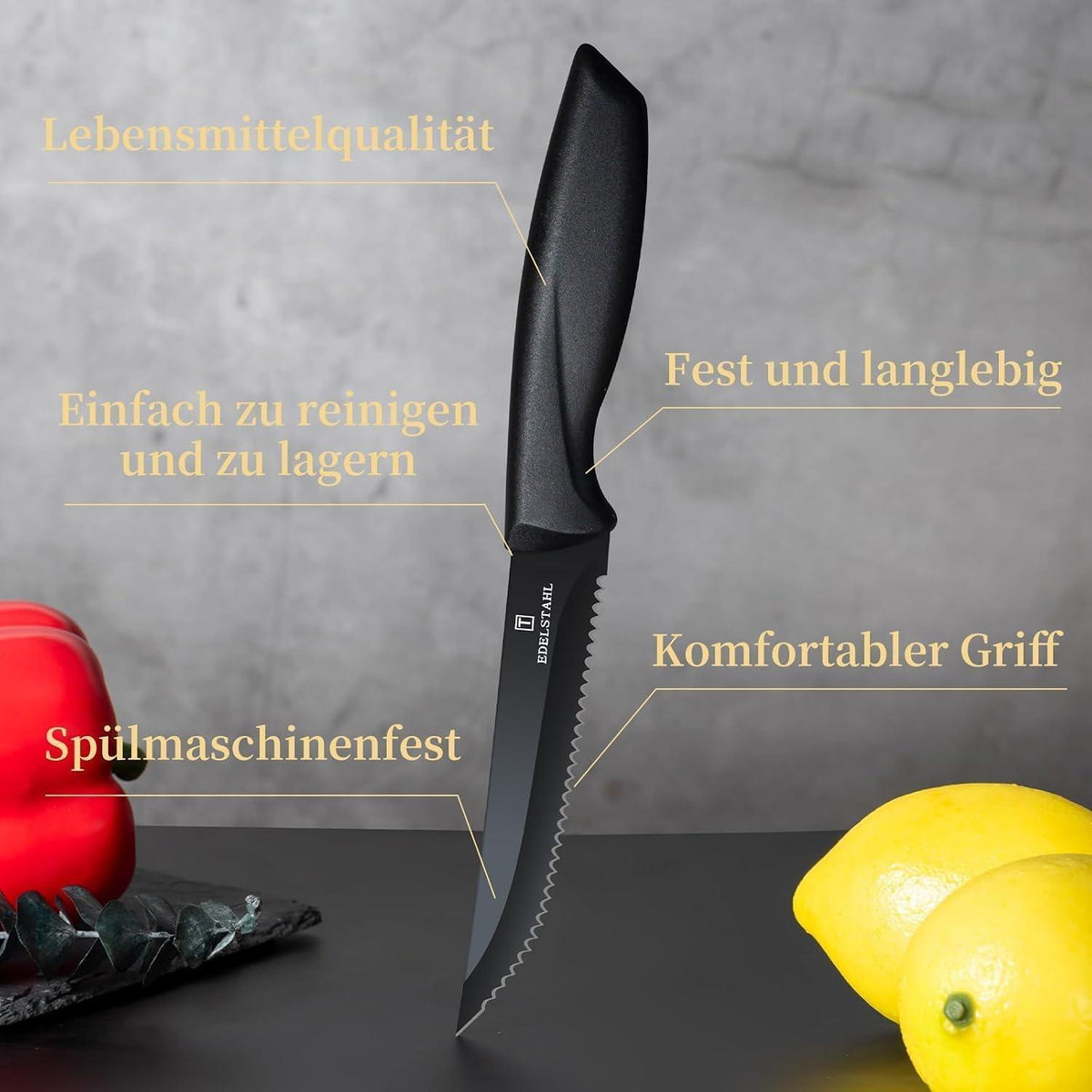 6-teiliges Steakmesserset mit Wellenschliff – Scharfes Profi Besteck