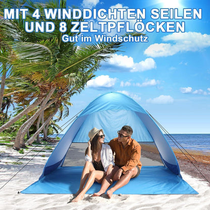 Strandmuschel Pop Up Strandzelt UV Schutz UPF 50+ Blau