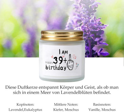 Duftkerze Lavendel 40. Geburtstagsgeschenk 39+1 Soyawachs