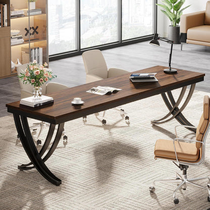 Doppelter Schreibtisch 200x70cm – Rustikaler Computertisch für Home Office