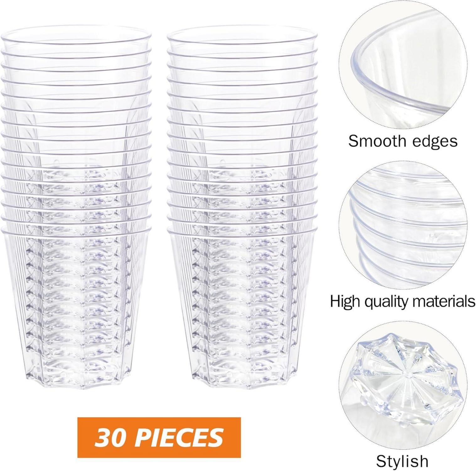 30er Pack Plastikbecher 0,2L Transparent Partybecher 200ML Hartplastik