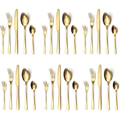 30-teiliges Edelstahl Besteckset für 6 Personen – Spiegelpoliert, Gold