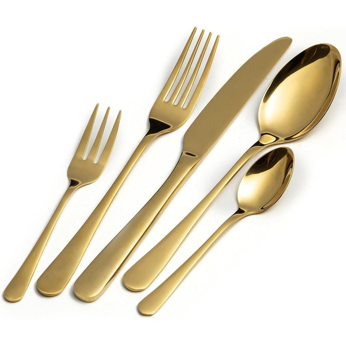 30-teiliges Edelstahl Besteckset für 6 Personen – Spiegelpoliert, Gold