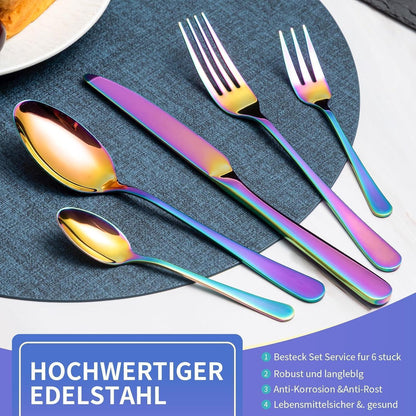 30-teiliges Edelstahl Besteckset für 6 Personen – Spiegelpoliert & Spülmaschinenfest