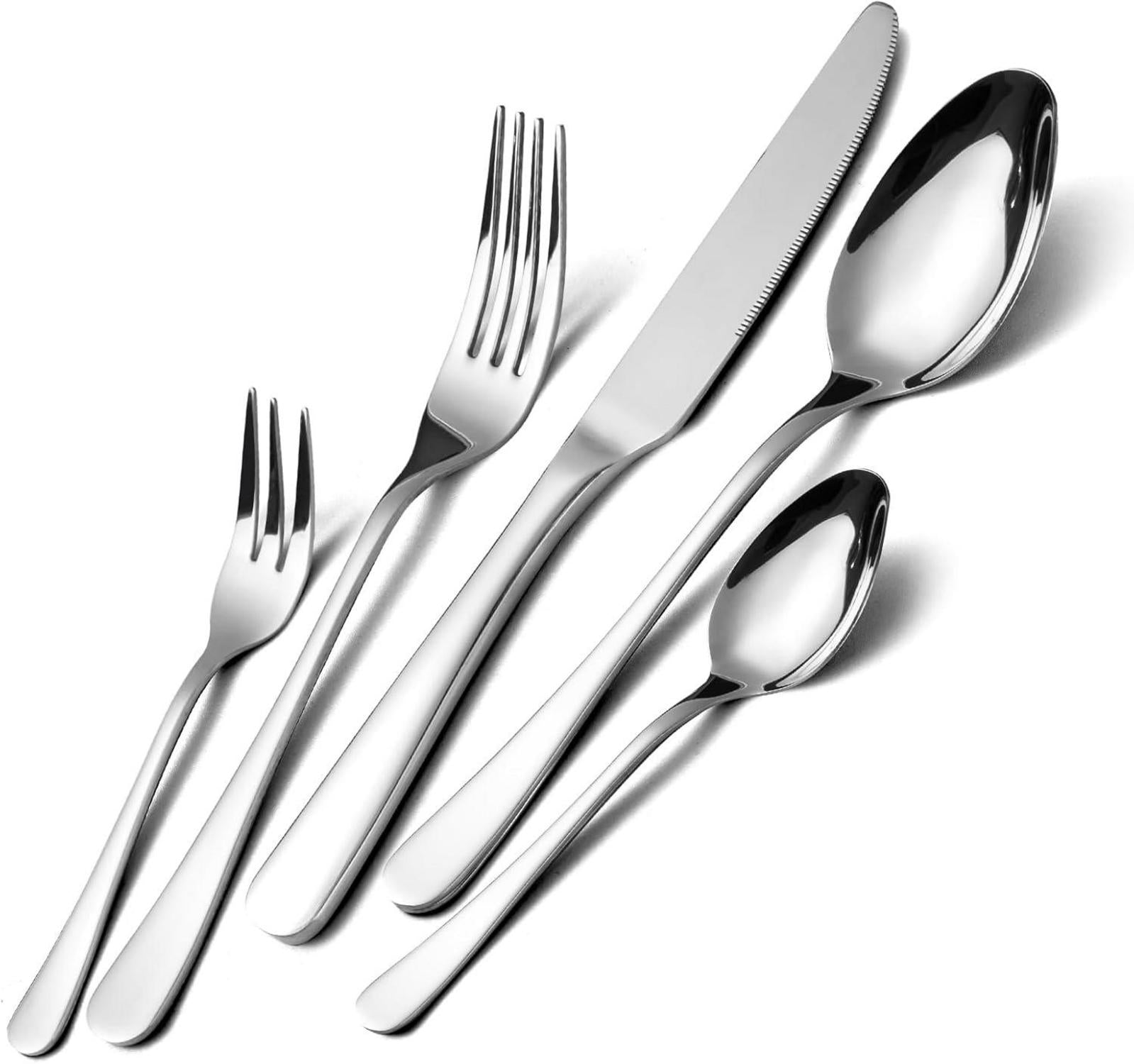 30-teiliges Edelstahl Besteck Set Spiegelpoliert für 6 Personen Silber