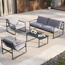 Gartenmöbel Set 4 Sitzer mit Kissen, Rope Lounge Set & Tisch