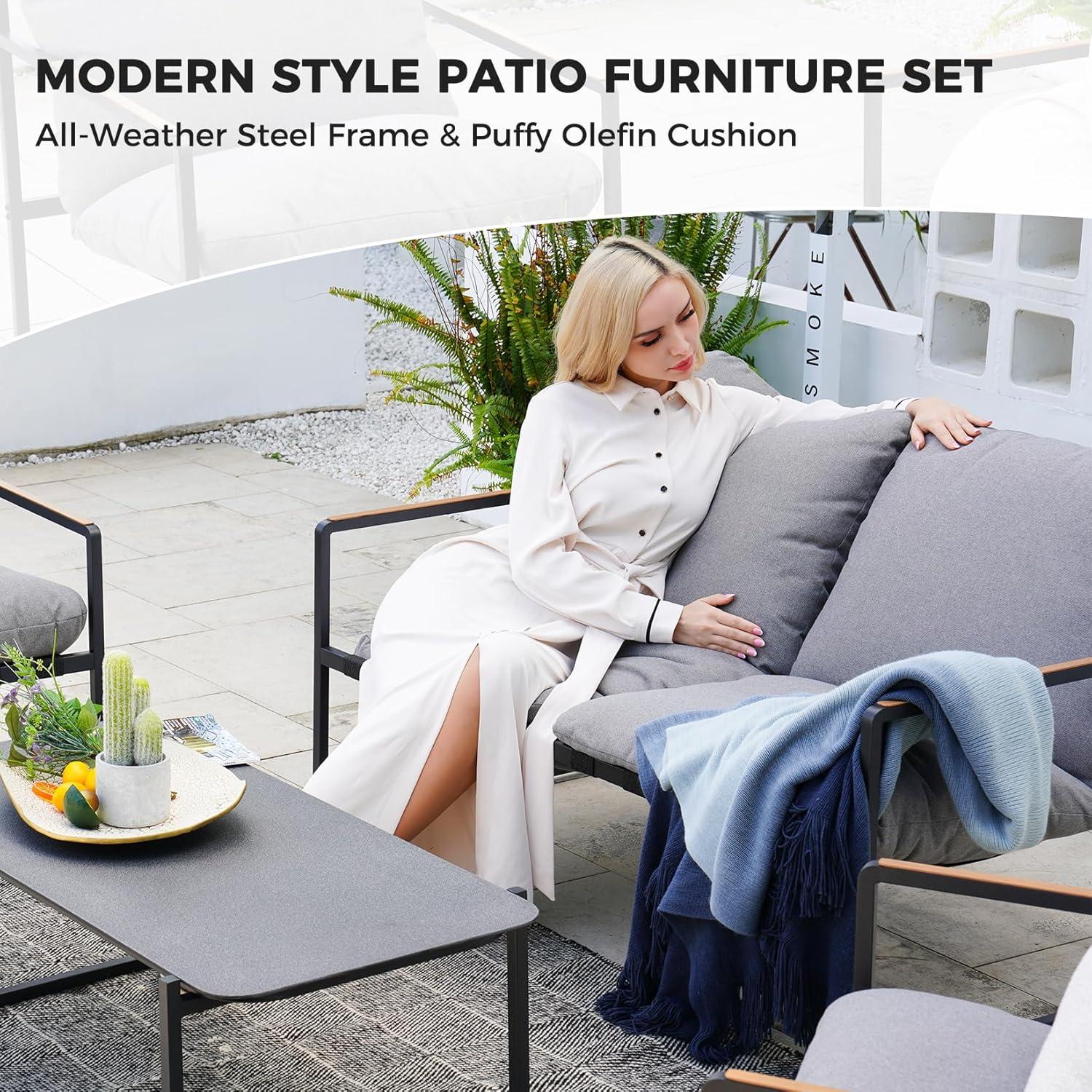 Grand patio 4 Sitzer Gartenmöbel-Set mit Kissen und Tisch