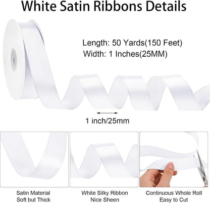 Hochwertiges Satinband Weiß 25mm - 45m Geschenkband Hochzeit