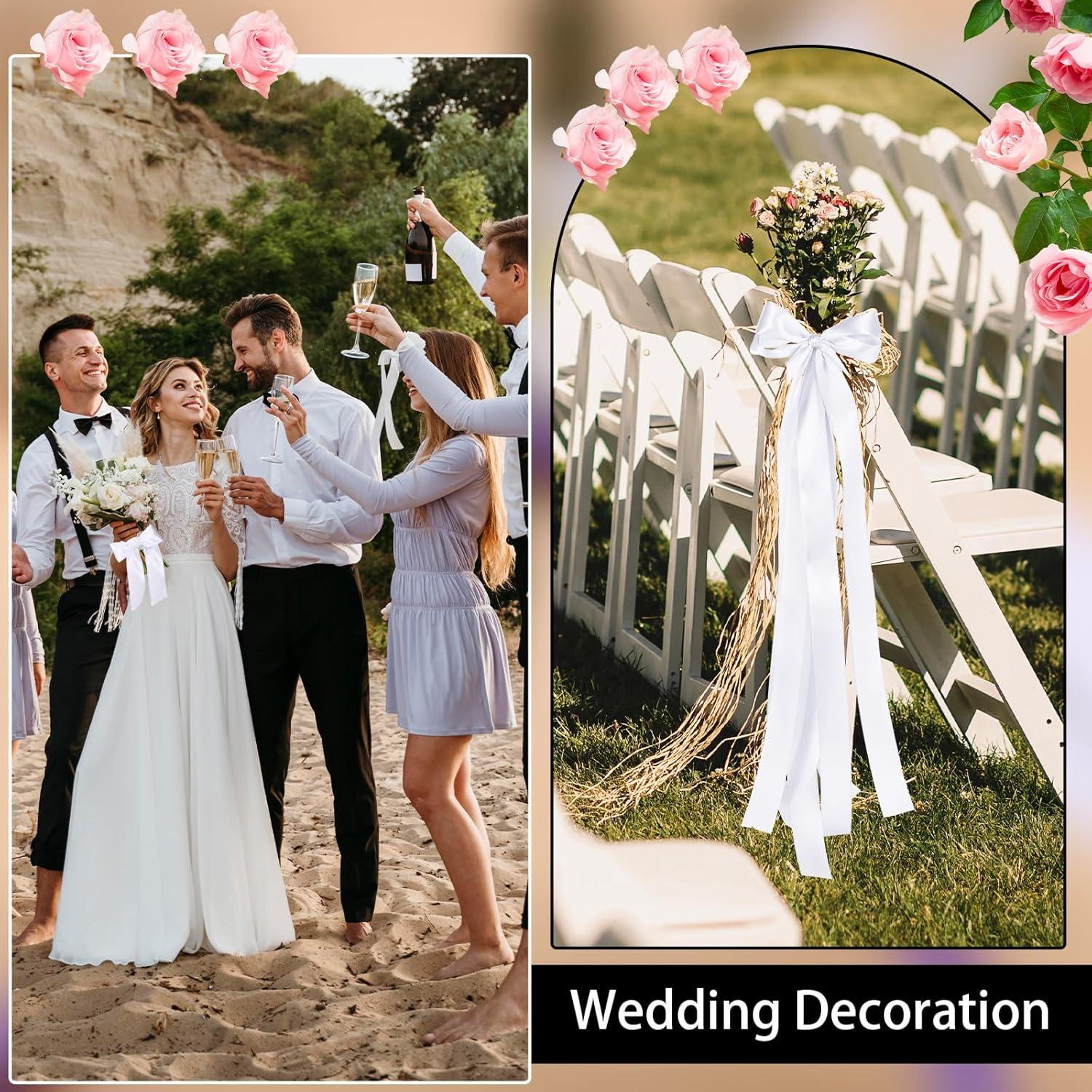 45m Weißes Satinband 25mm Hochzeit Geschenkband Deko Taufe Geburtstag