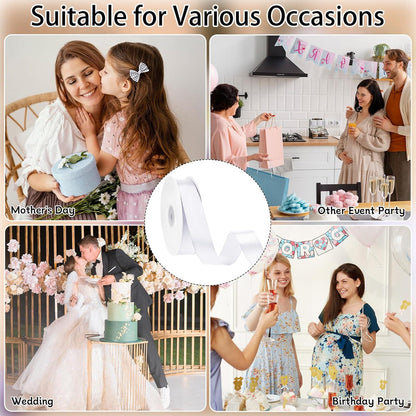 Satinband Weiß 45m x 25mm Hochzeit Deko Geschenkband Taufe