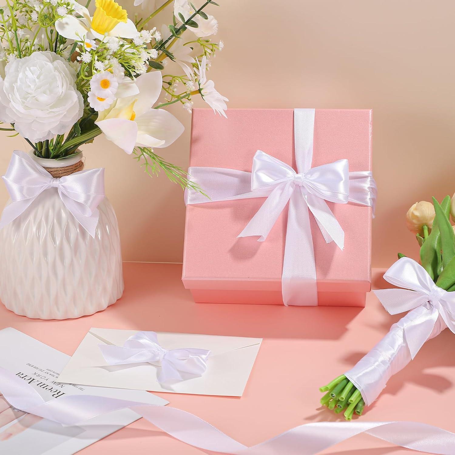 45m Weißes Satinband 25mm Hochzeit Geschenkband Deko Taufe Geburtstag