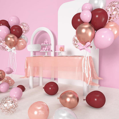 60 Stück Burgund Rosegold Latex Luftballon Set für Geburtstag Hochzeit Baby Shower