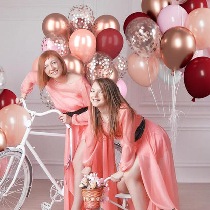 60x Weinrot Rosegold Luftballons | Latex | Heliumballons | für