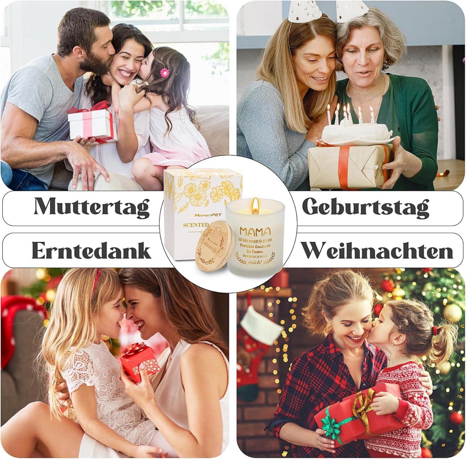 Duftkerzen Geschenkset Mama Lavendel Glas 200g 100% Sojawachs 50h
