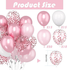60 Stück 12 Zoll Rosa Weiß Metallic Luftballons Set