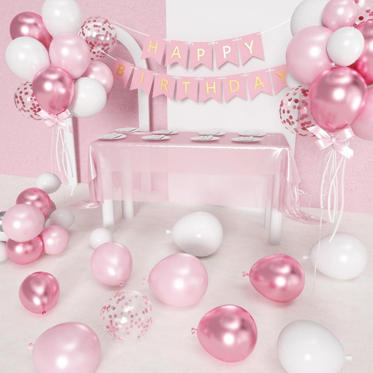 60x Metallische Rosa Weiß Helium Luftballons Geburtstagsdeko