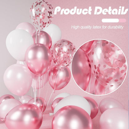 60 Stück Rosa Metallic-Luftballons 12 Zoll für Mädchen Hochzeit Babyparty