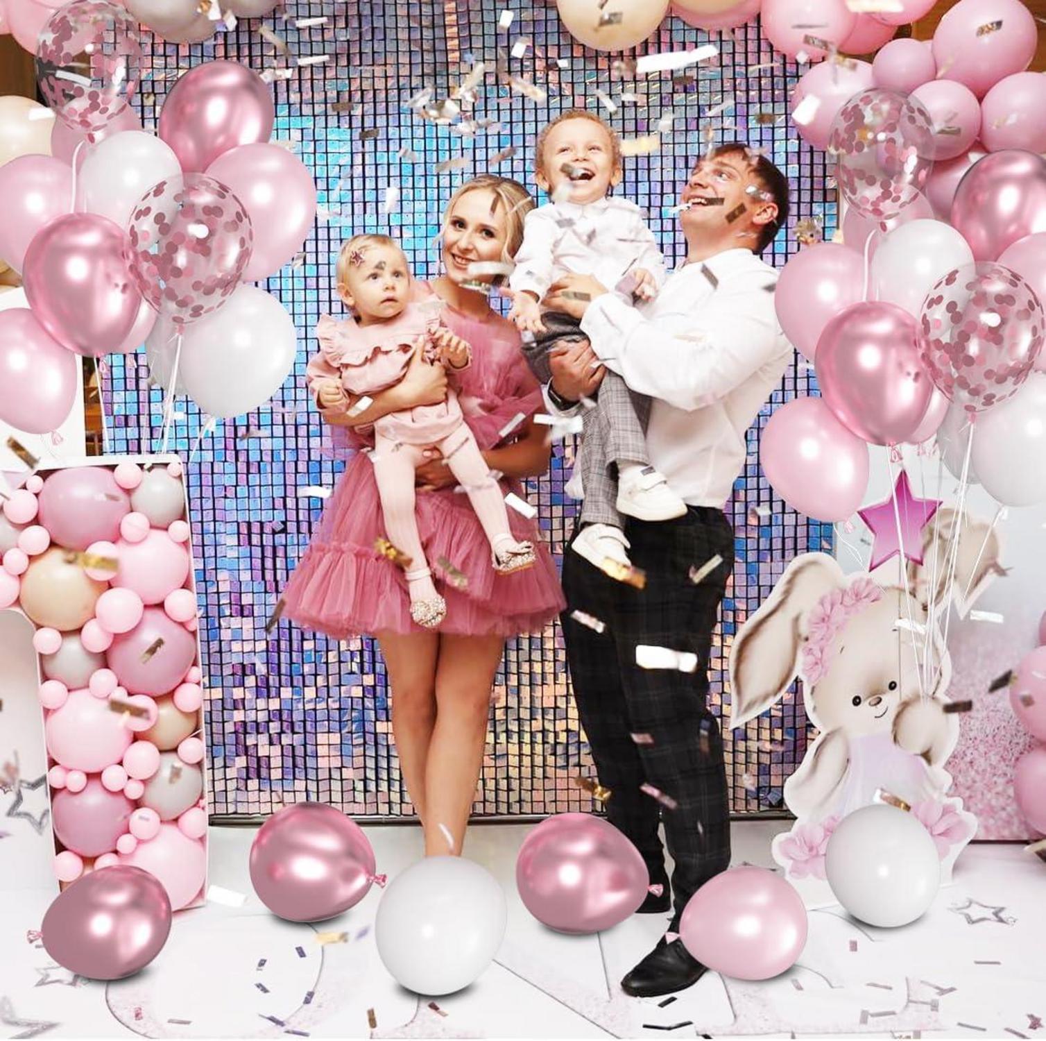 60er Set Luftballons Rosa Weiß 12 Zoll Geburtstagsdeko Mädchen