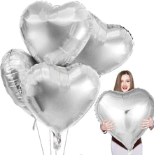XXL Herz Silber Folienballon 4er Set Helium Hochzeit Geburtstag