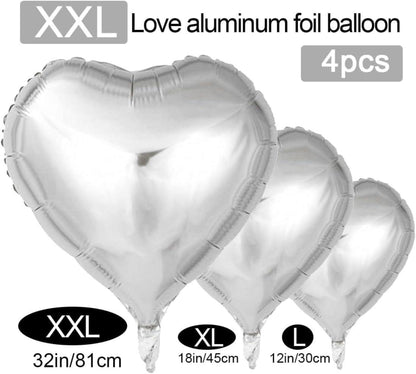 Herz Folienballon Silber 32 Zoll XXL Hochzeit Geburtstag