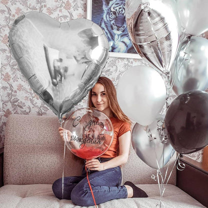 XXL Herz Silber Folienballon 4er Set Helium Hochzeit Geburtstag