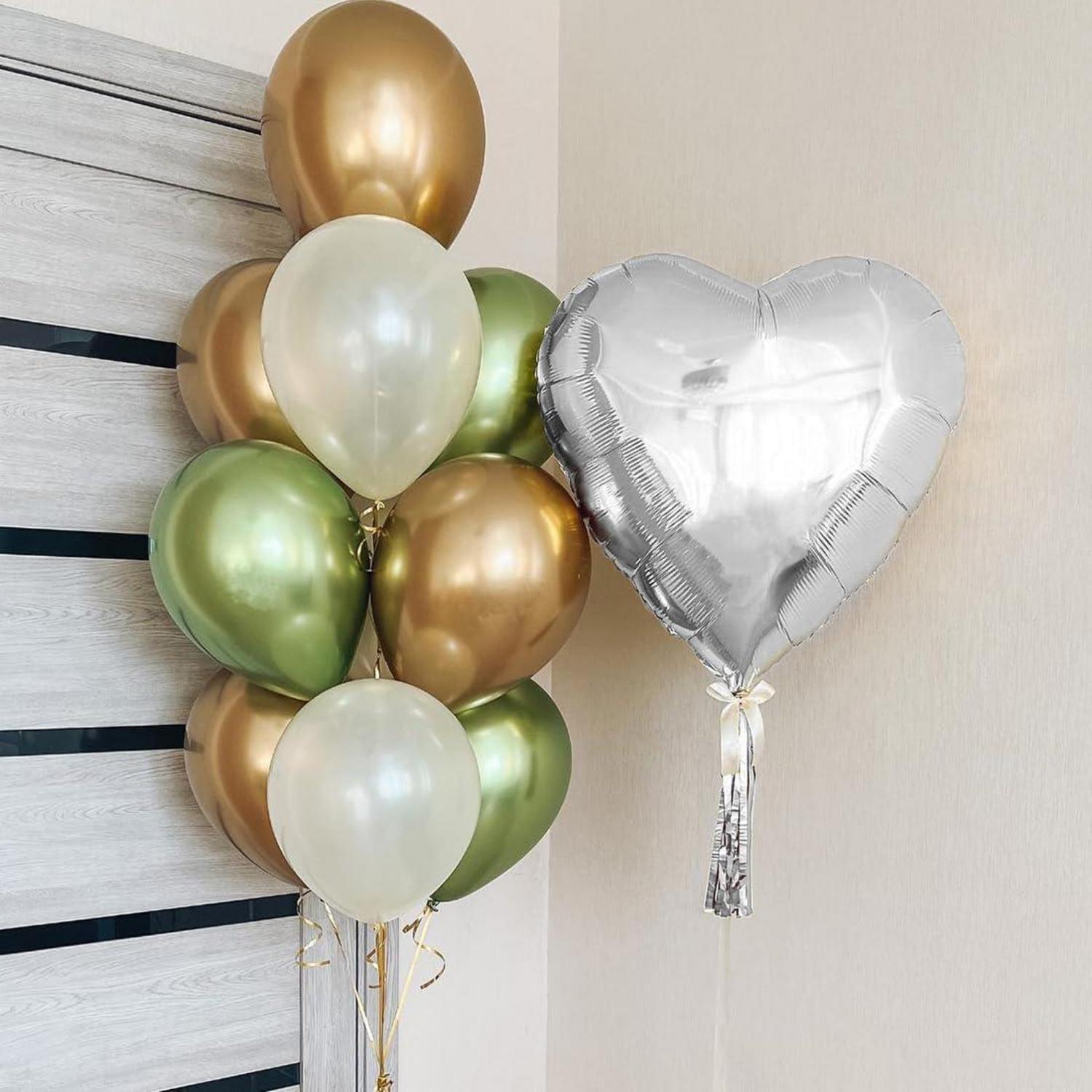 Herz Folienballon 4er Set Silber 32 Zoll Hochzeit Geburtstag