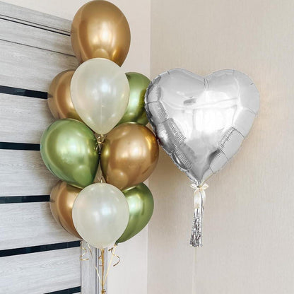 Herz Folienballon 4er Set Silber 32 Zoll Hochzeit Geburtstag