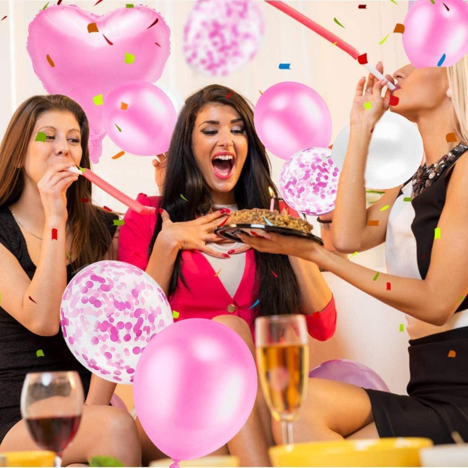 50 Rosa Luftballons Set Konfetti Herz Helium Mädchen Geburtstag