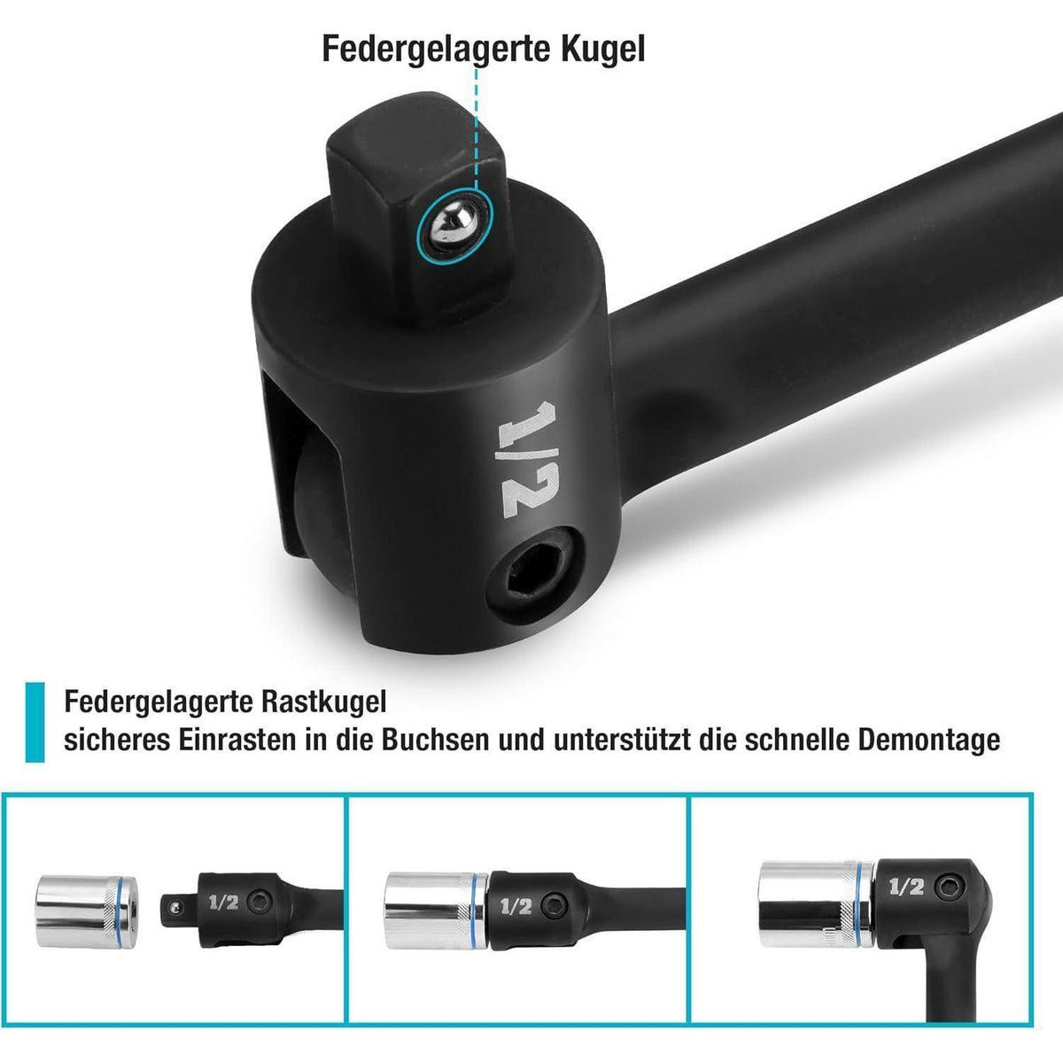 Gelenkgriff 600mm mit flexiblem Kopf, 780 Nm