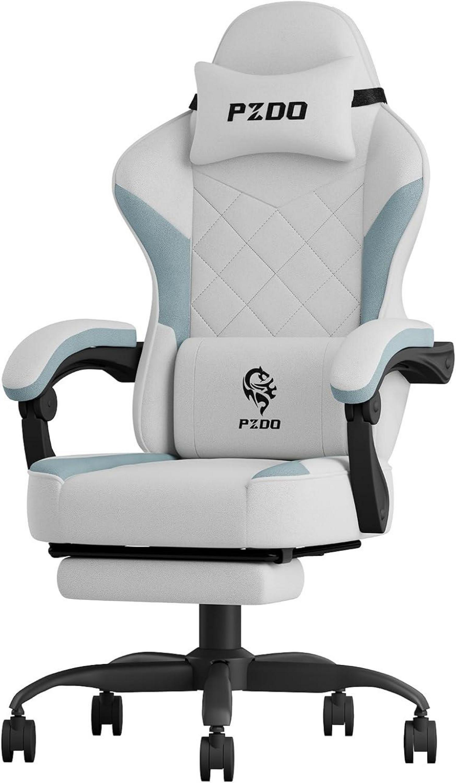 Ergonomischer Gaming Bürostuhl mit Fußstütze und Lendenwirbelstütze