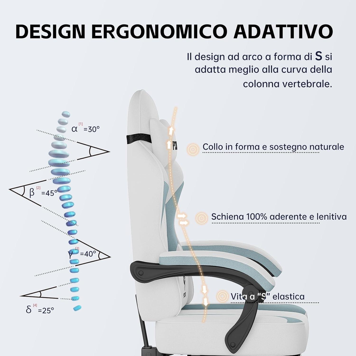 Ergonomischer Gaming Bürostuhl mit Fußstütze, Technischem