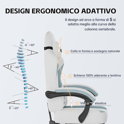 Ergonomischer Gaming Bürostuhl mit Fußstütze, Technischem
