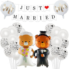 Hochzeitsdeko Set Just Married Ballons Folienballons Brautpaar