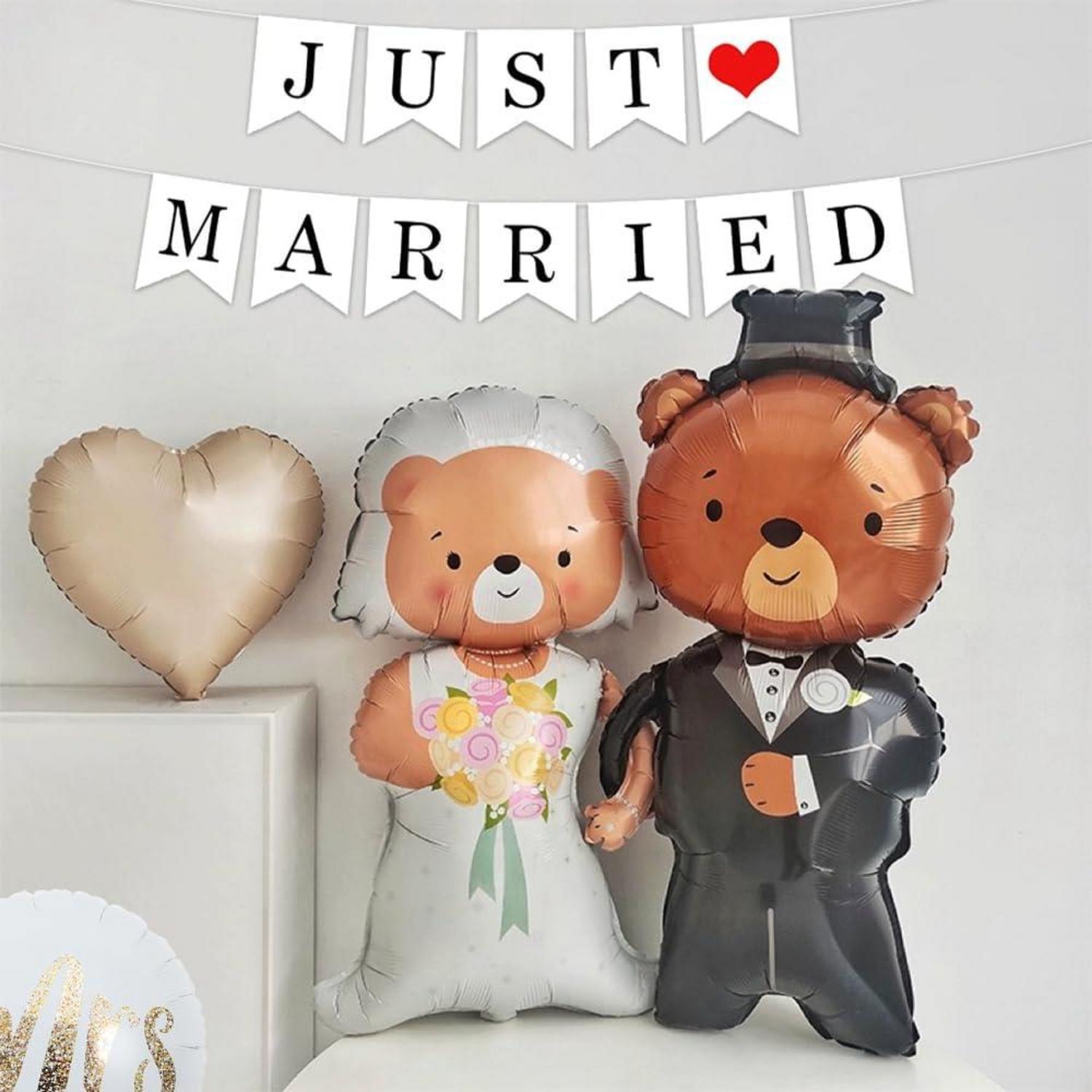 Hochzeitsdeko Set Just Married Ballons Folienballons Brautpaar