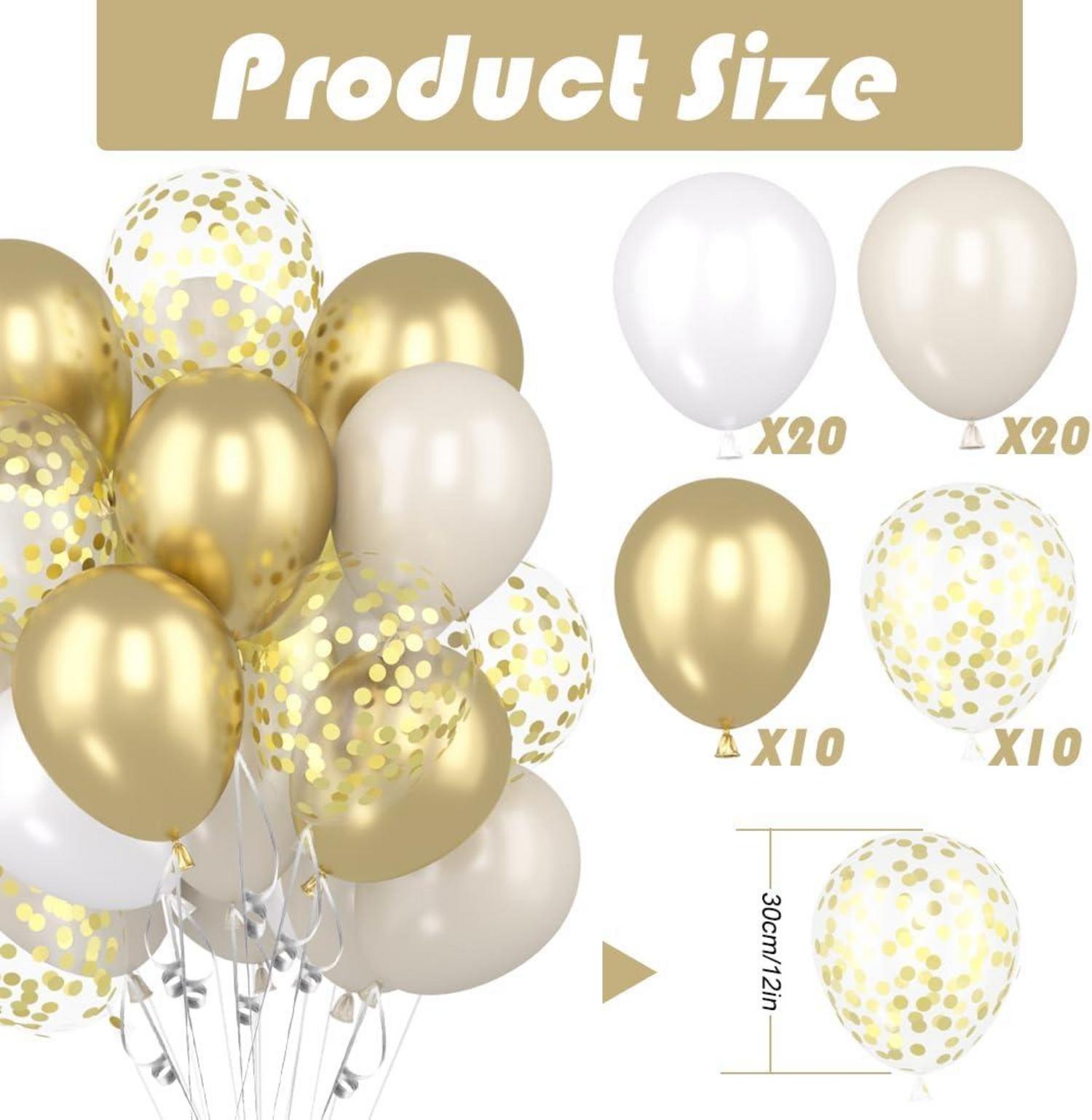 Luftballons Gold Weiß 60 Stück für Geburtstag Hochzeit Party