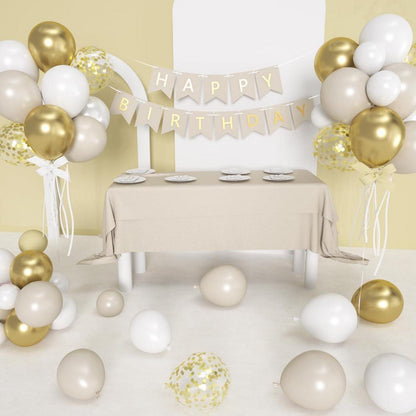 Gold Weiße Luftballons mit Konfetti, 60 Stück - Für Party Deko