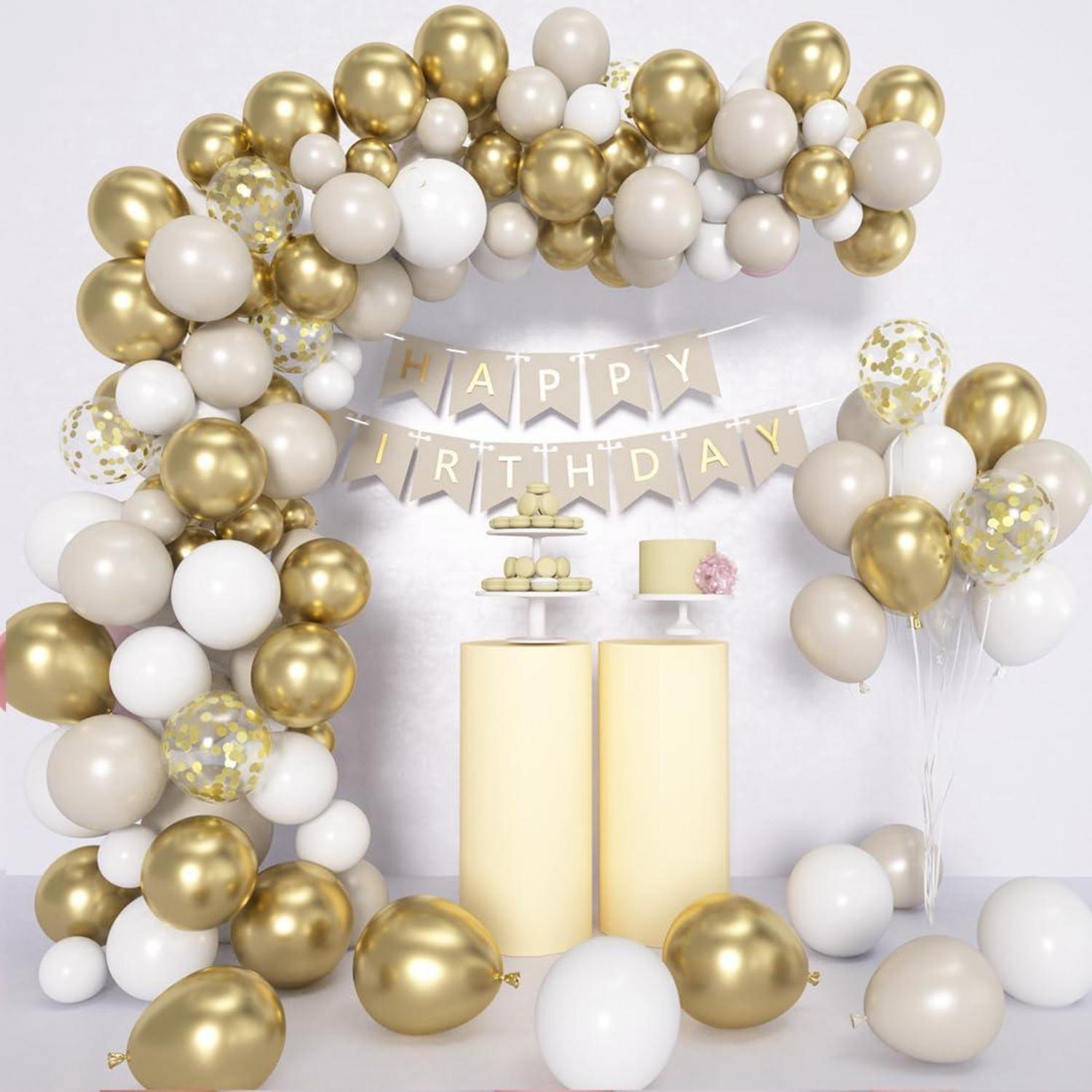 60 Gold Weiß Metallic Konfetti Luftballons Party Deko Geburtstag