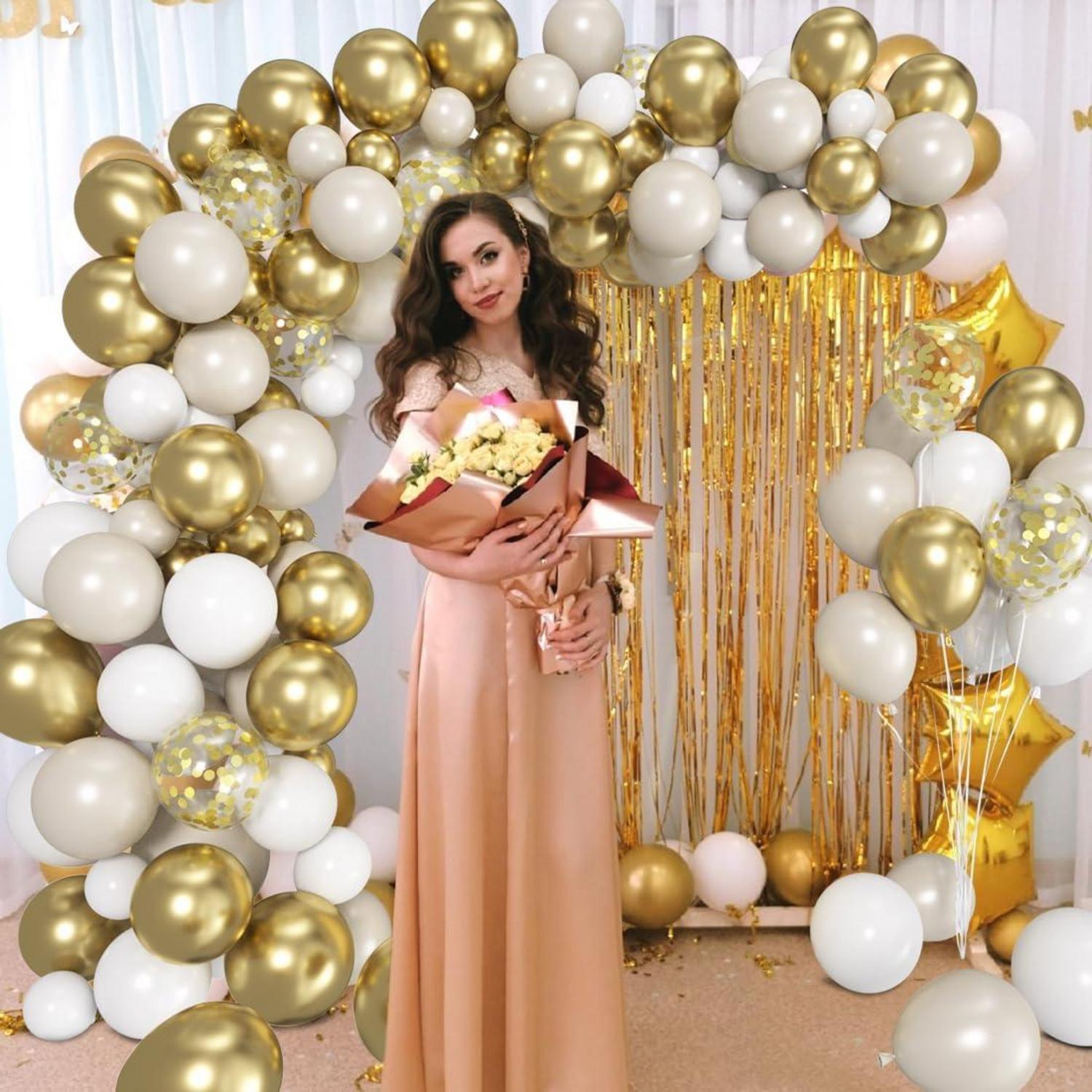 Luftballons Weiß Gold 60 Stück - Hochwertige Latexballons für