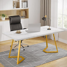 Moderner Schreibtisch Weiß & Gold | 140x80 cm | Home Office Tisch