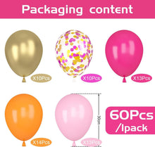 60 Stück Luftballons Rosa Orange Pink Gold Konfetti Helium