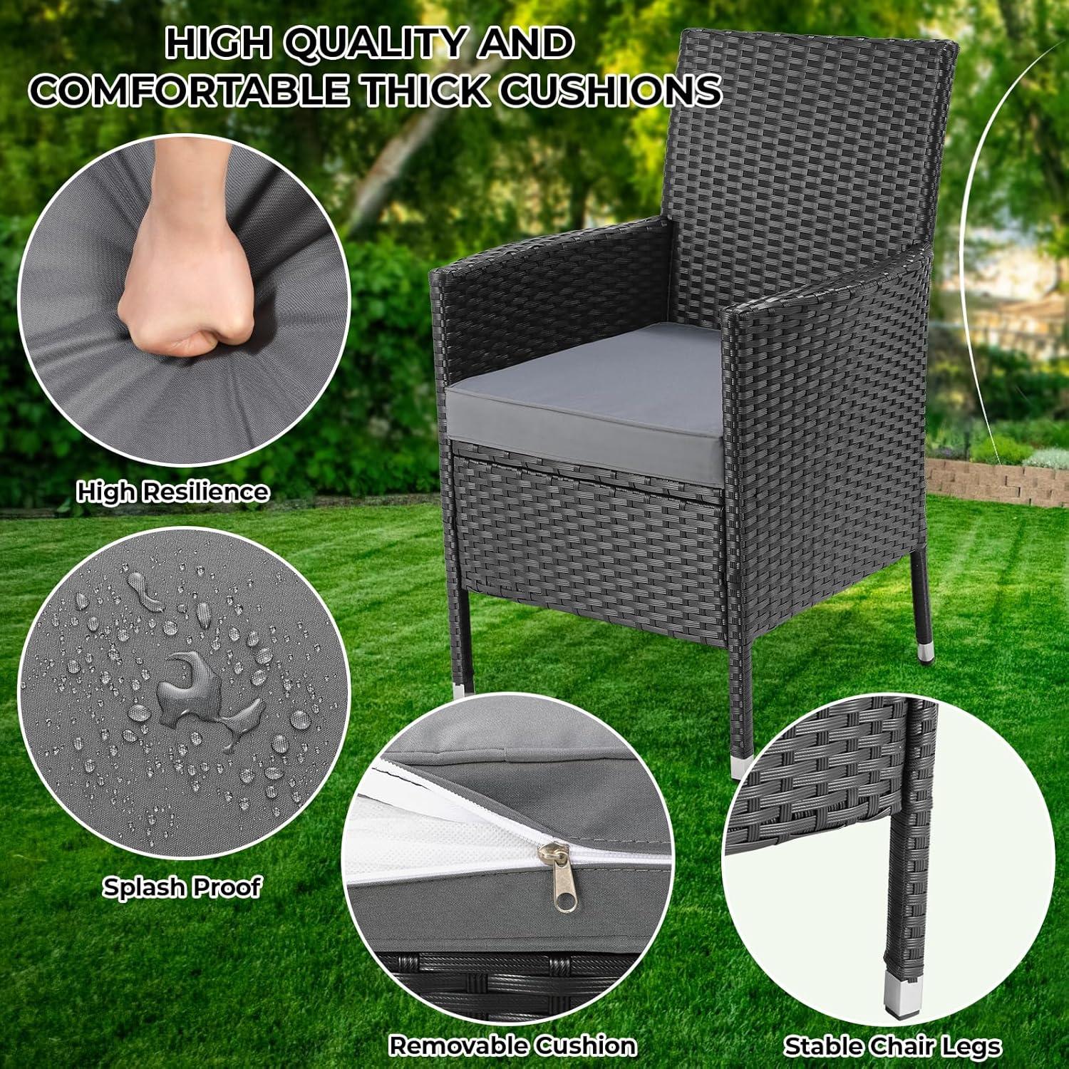 Balkonmöbel Set 3tlg Rattan Gartenmöbel Lounge - Mit Kissen