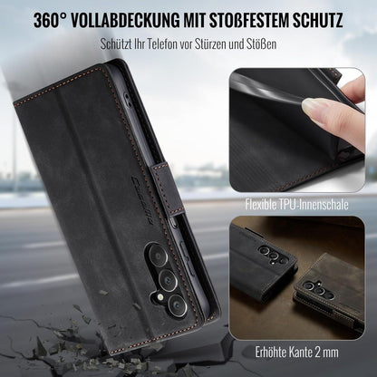 Klappbare PU Lederhülle für Samsung Galaxy A25 5G - Schwarz