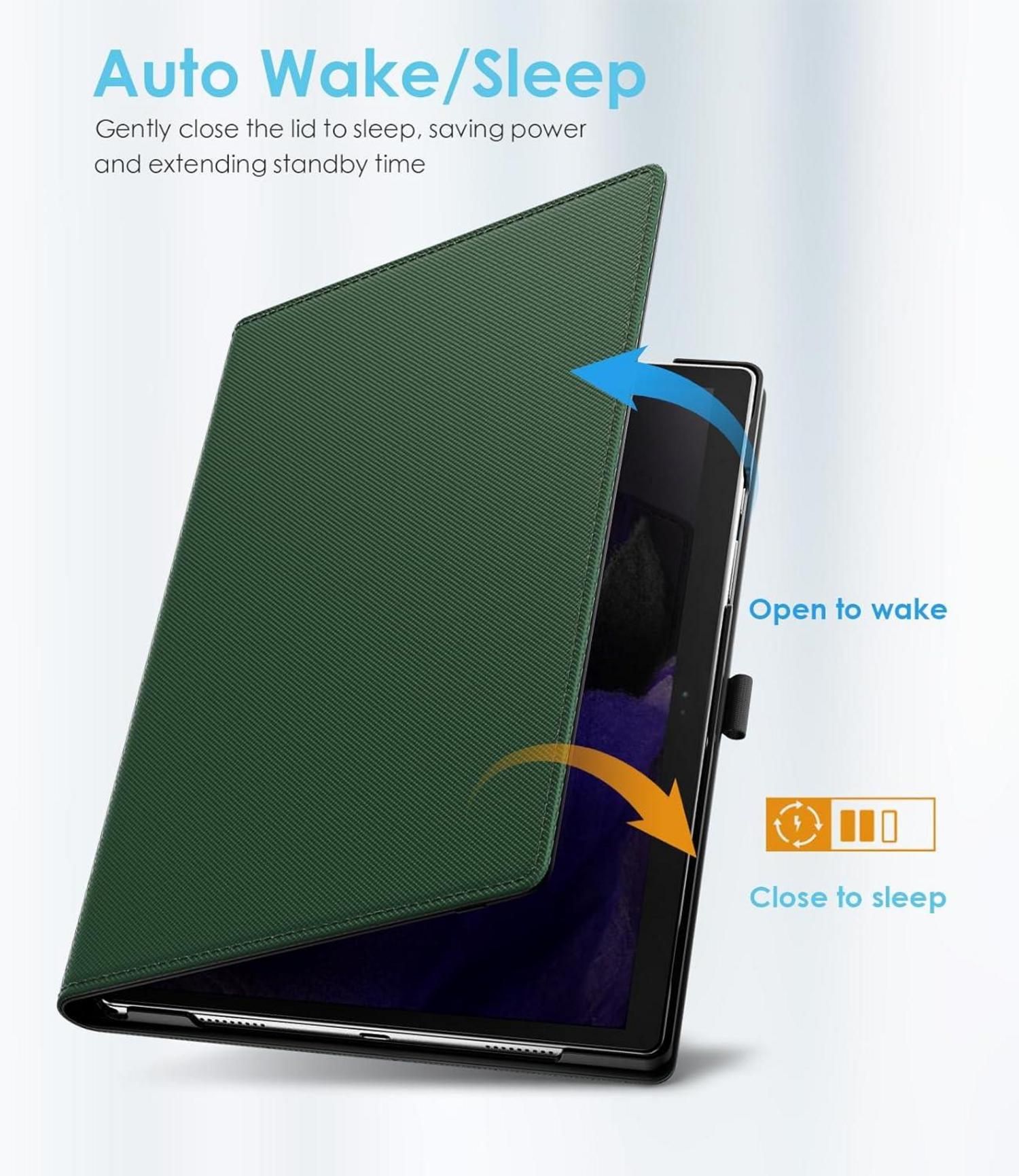 Samsung Galaxy Tab A9+ 11 Zoll 2023 Drehbare Hülle Auto Schlaf Armee Grün