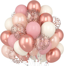 60 Luftballons Rosa Rosegold Altrosa Pink Konfetti Ballons Flamme